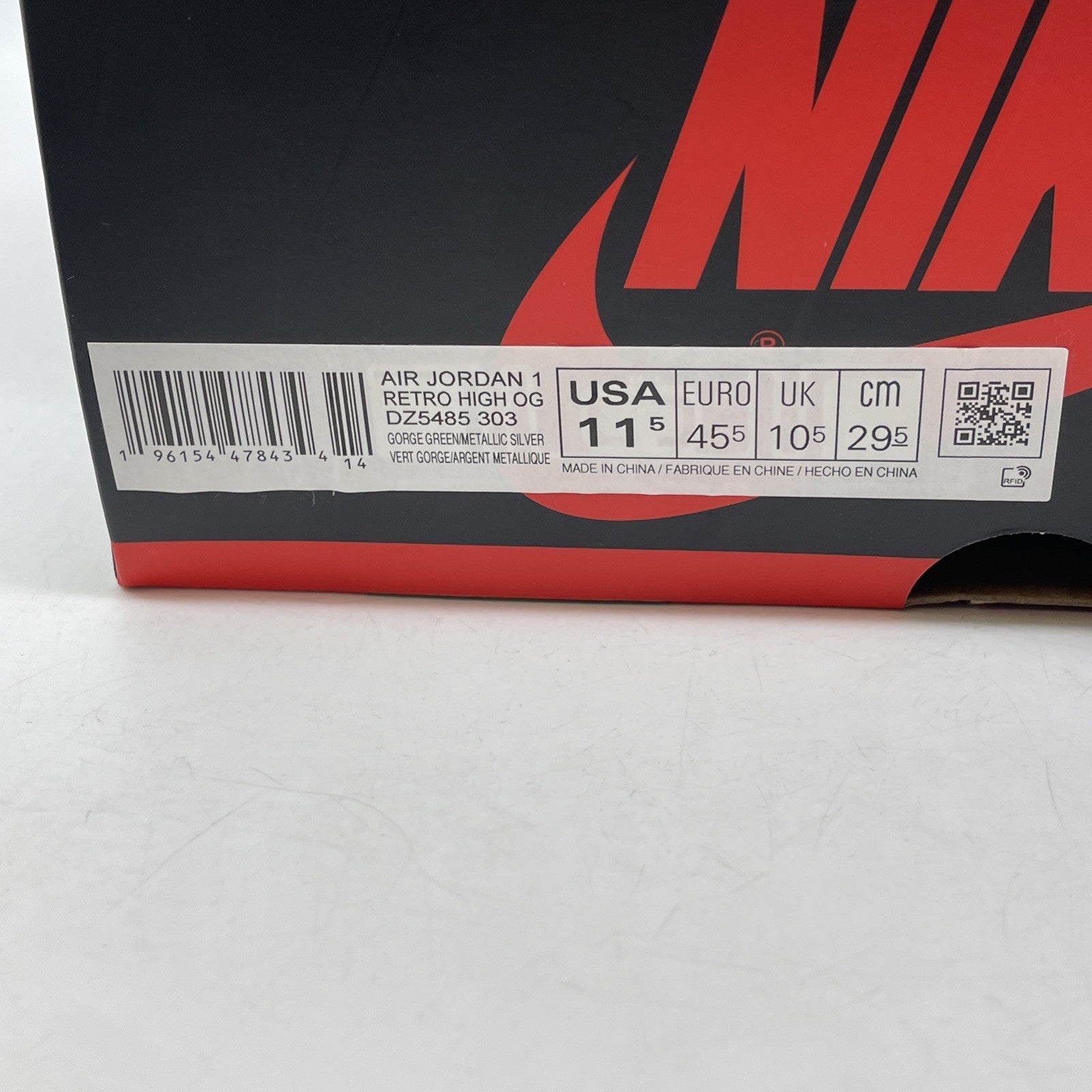 Size 11.5 - Jordan 1 Retro OG High Gorge Green White Silver (DZ5485-303)
