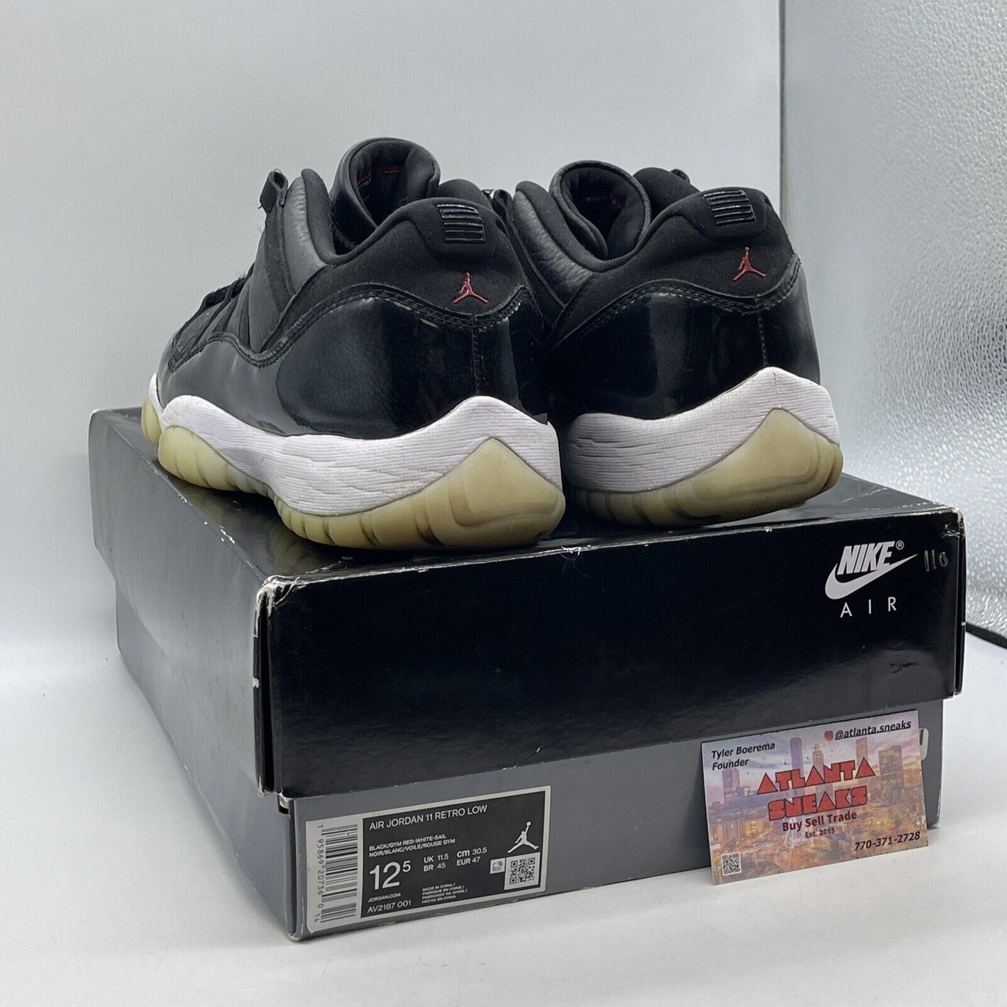 Size 12.5 - Jordan 11 Retro Low 72-10 Black White Leather (AV2187-001)