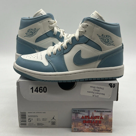 Size 5.5 - Air Jordan 1 Mid University Blue W (BQ6472-141)