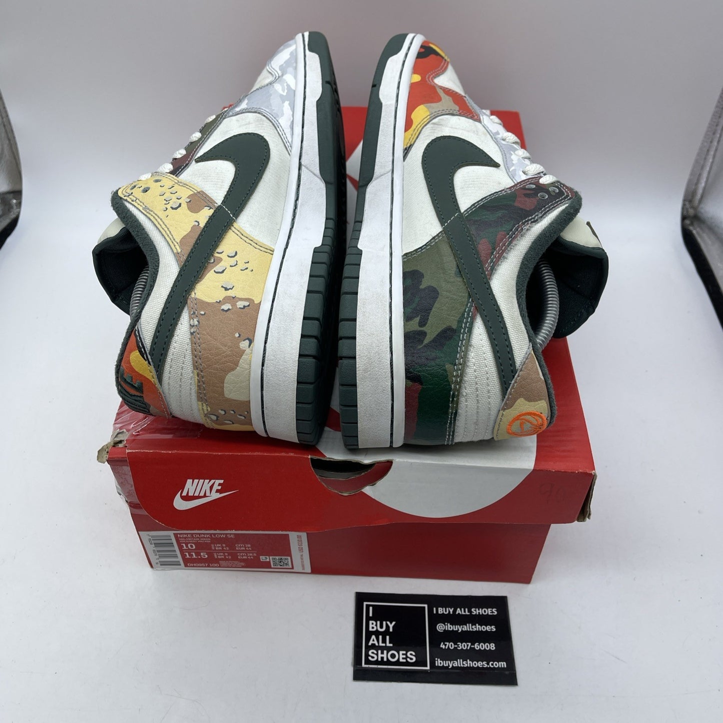 Size 10 - Nike Dunk SE Low Sail Multi-Camo Green Suede Leather (DH0957-100)