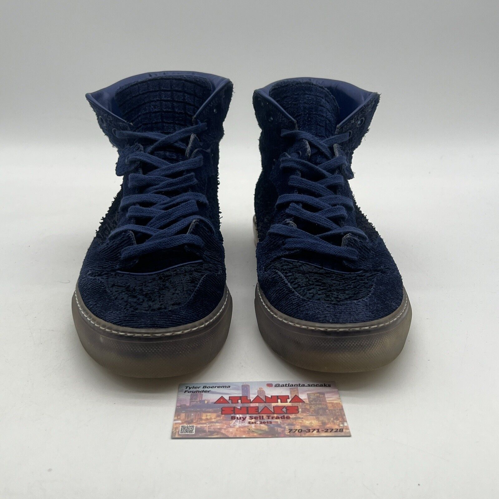 Size 7 - Balenciaga Blue Suede Leather High Top Sneakers Made In ITALY