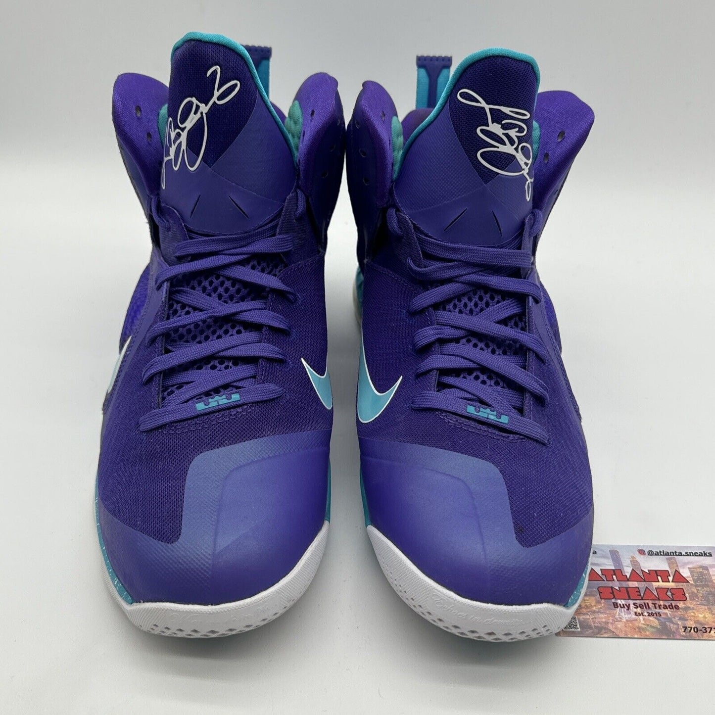 Size 13 - Nike LeBron 9 Summit Lake Hornets 2012 Purple Unc Blue Carbon Fiber