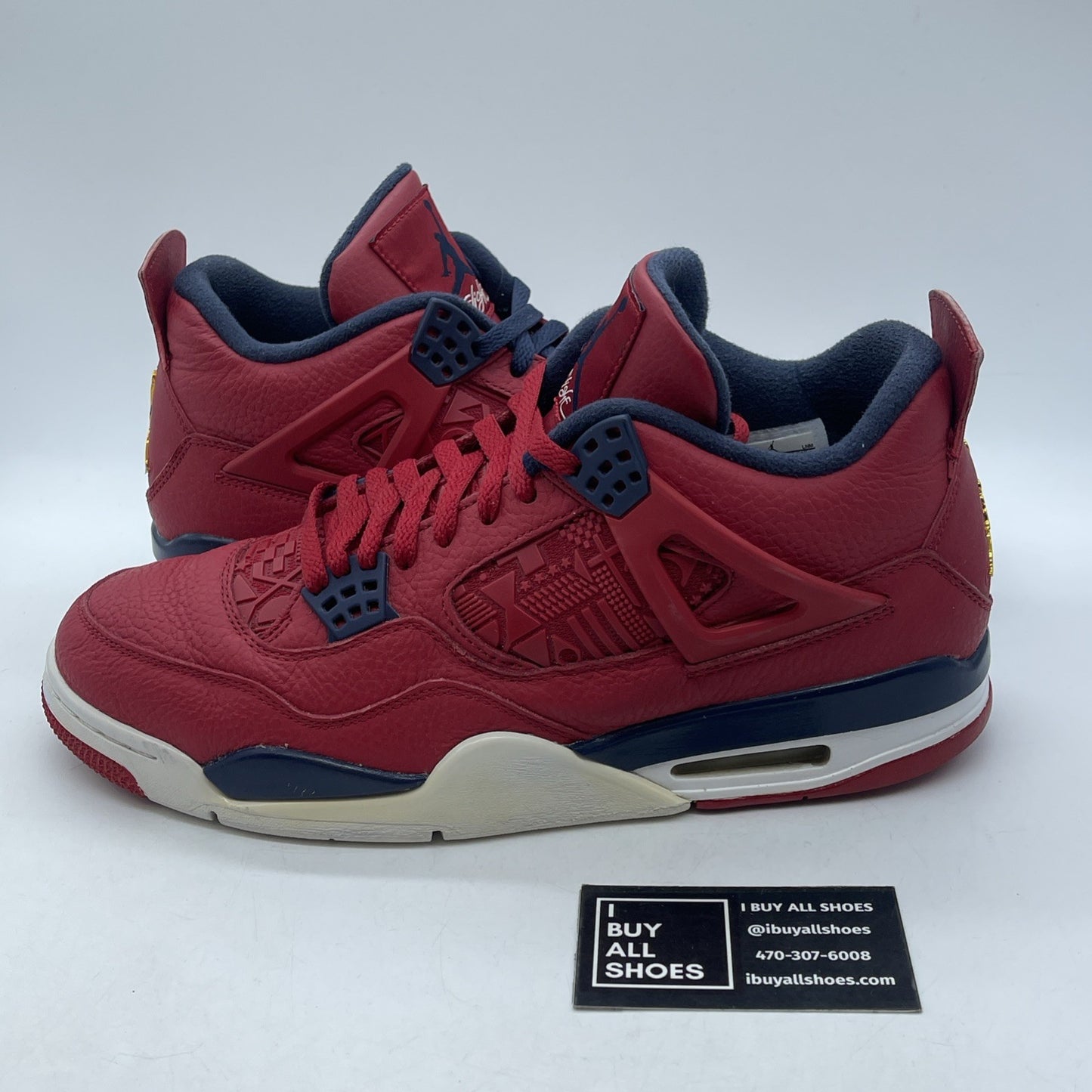 Size 11.5 - Air Jordan 4 Retro FIBA Red Blue Gold Leather (CI1184-617)