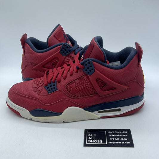 Size 11.5 - Air Jordan 4 Retro FIBA Red Blue Gold Leather (CI1184-617)