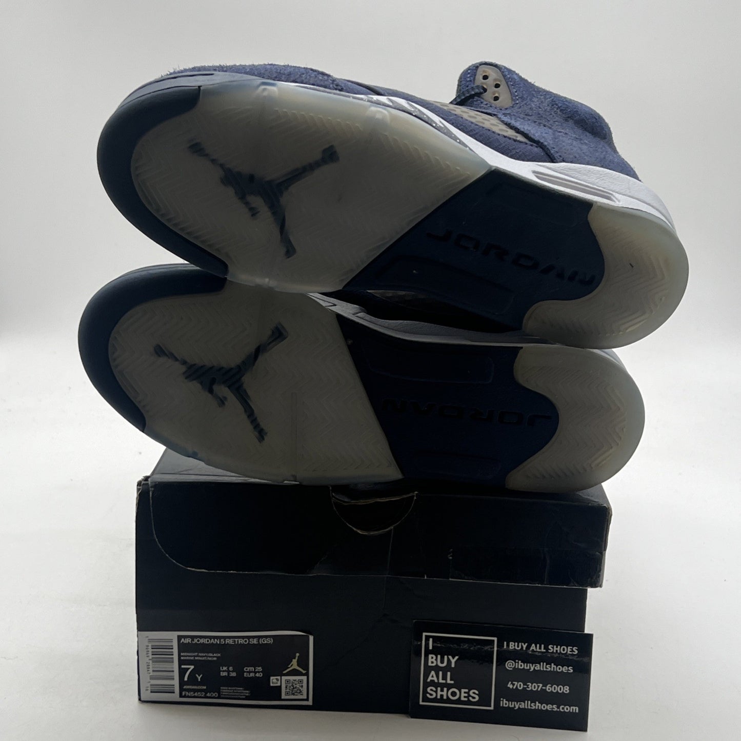 Size 7Y - Air Jordan 5 Retro SE GS Midnight Navy Georgetown Blue (FN5452-400)