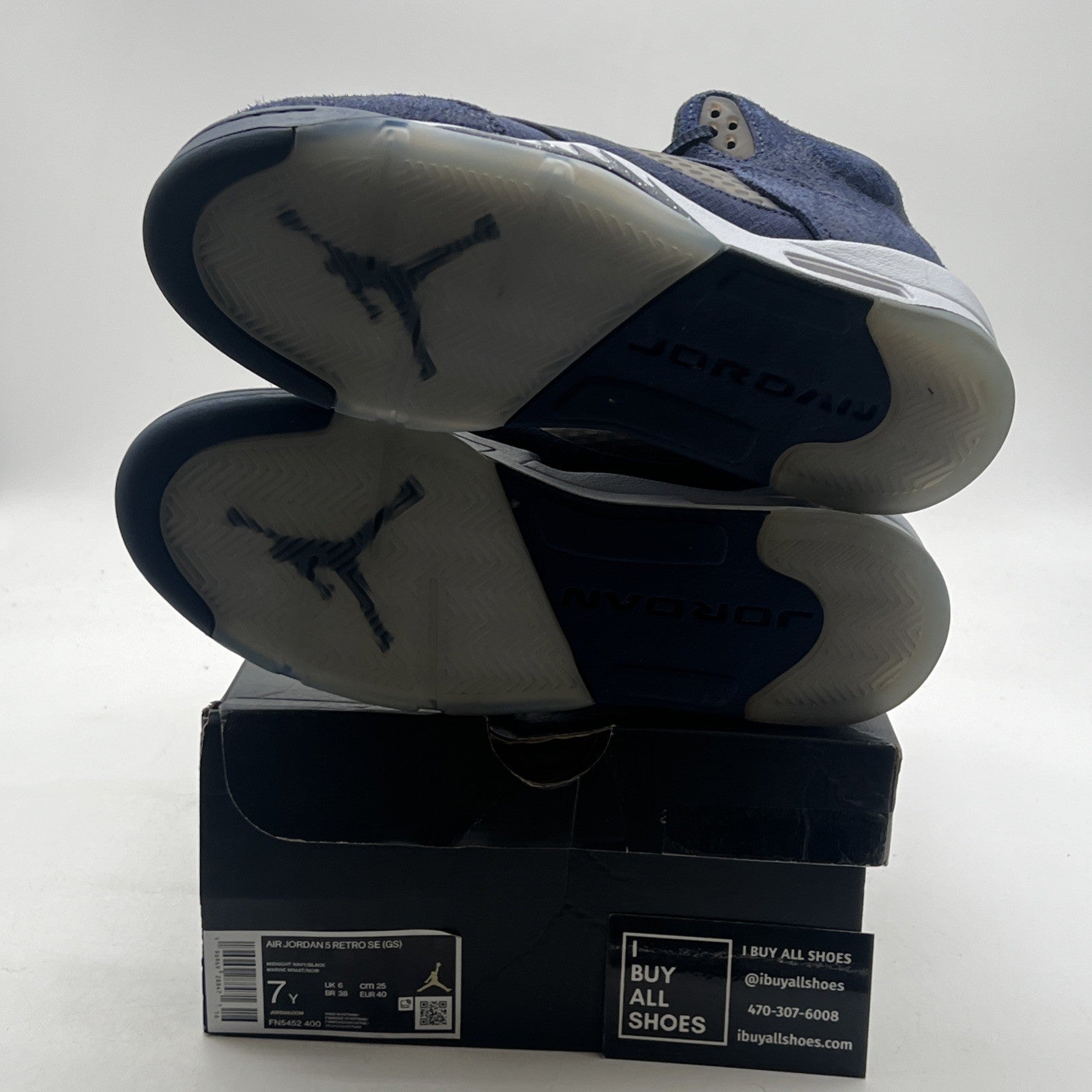Size 7Y - Air Jordan 5 Retro SE GS Midnight Navy Georgetown Blue (FN5452-400)