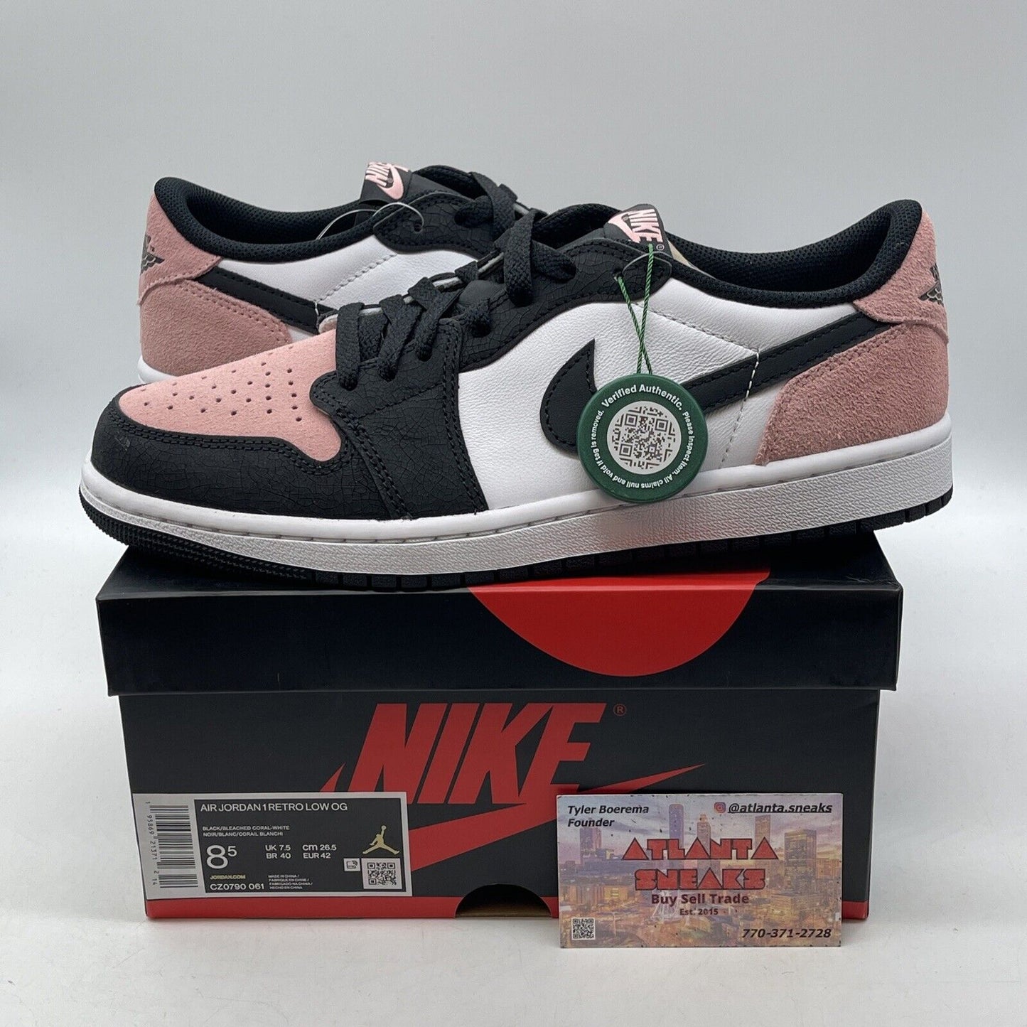 Size 8.5 - Jordan 1 Low OG Bleached Coral Pink Suede White Leather (CZ0790-061)