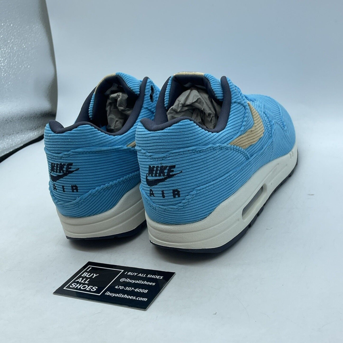 Size 12.5 - Nike Air Max 1 Premium Baltic Blue Corduroy Brown Suede (FB8915-400)