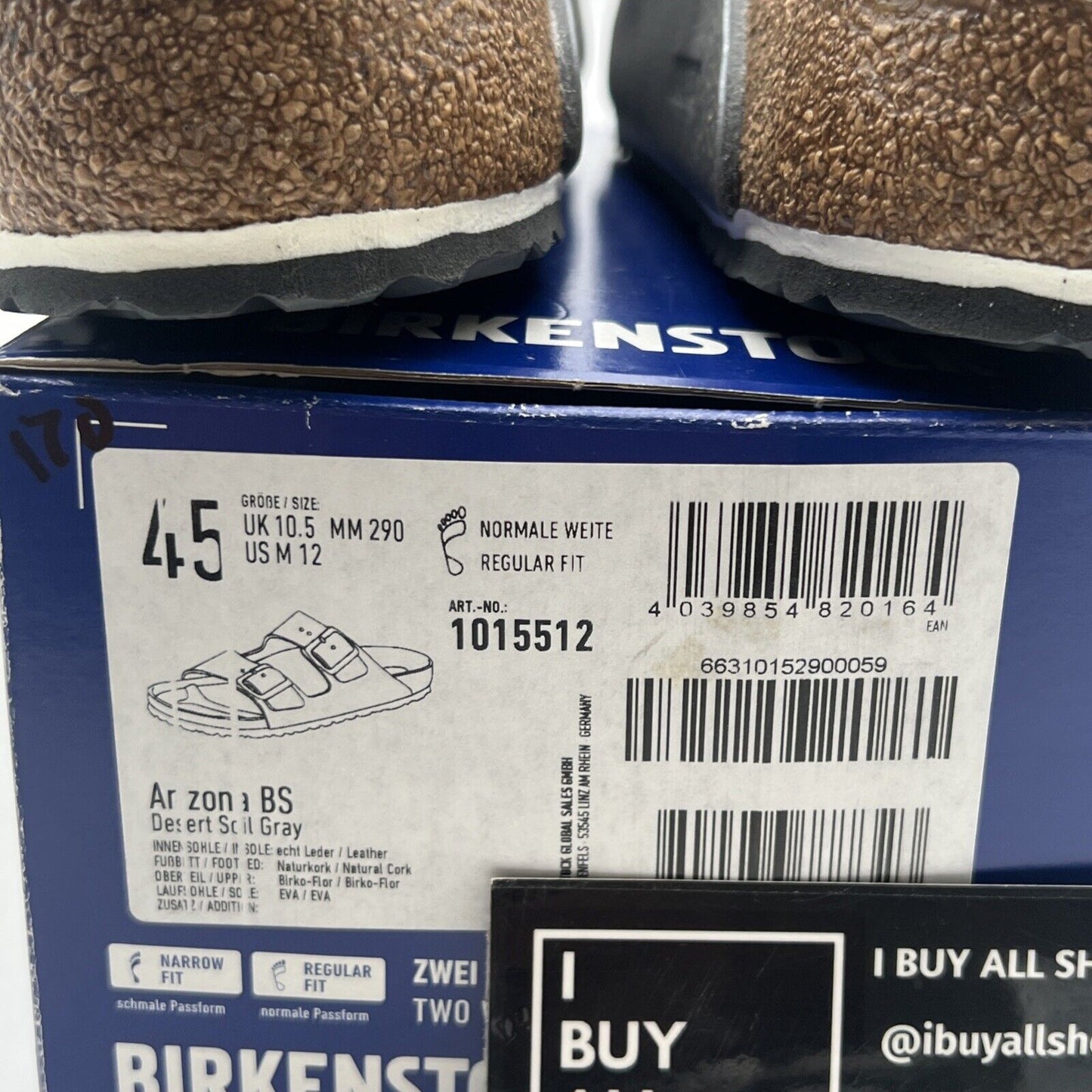 Size 12 - Birkenstock Arizona Bs Leather Unisex Shoes Color: Desert Soil Gray
