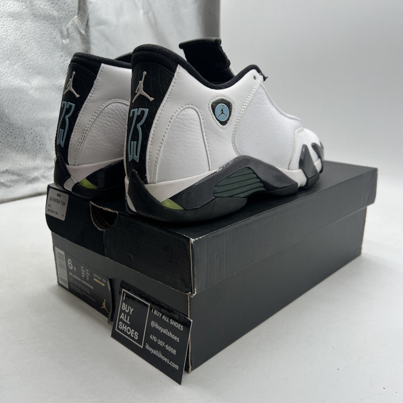 Size 6Y - Air Jordan 14 Oxidized Green White Black (487524-106)