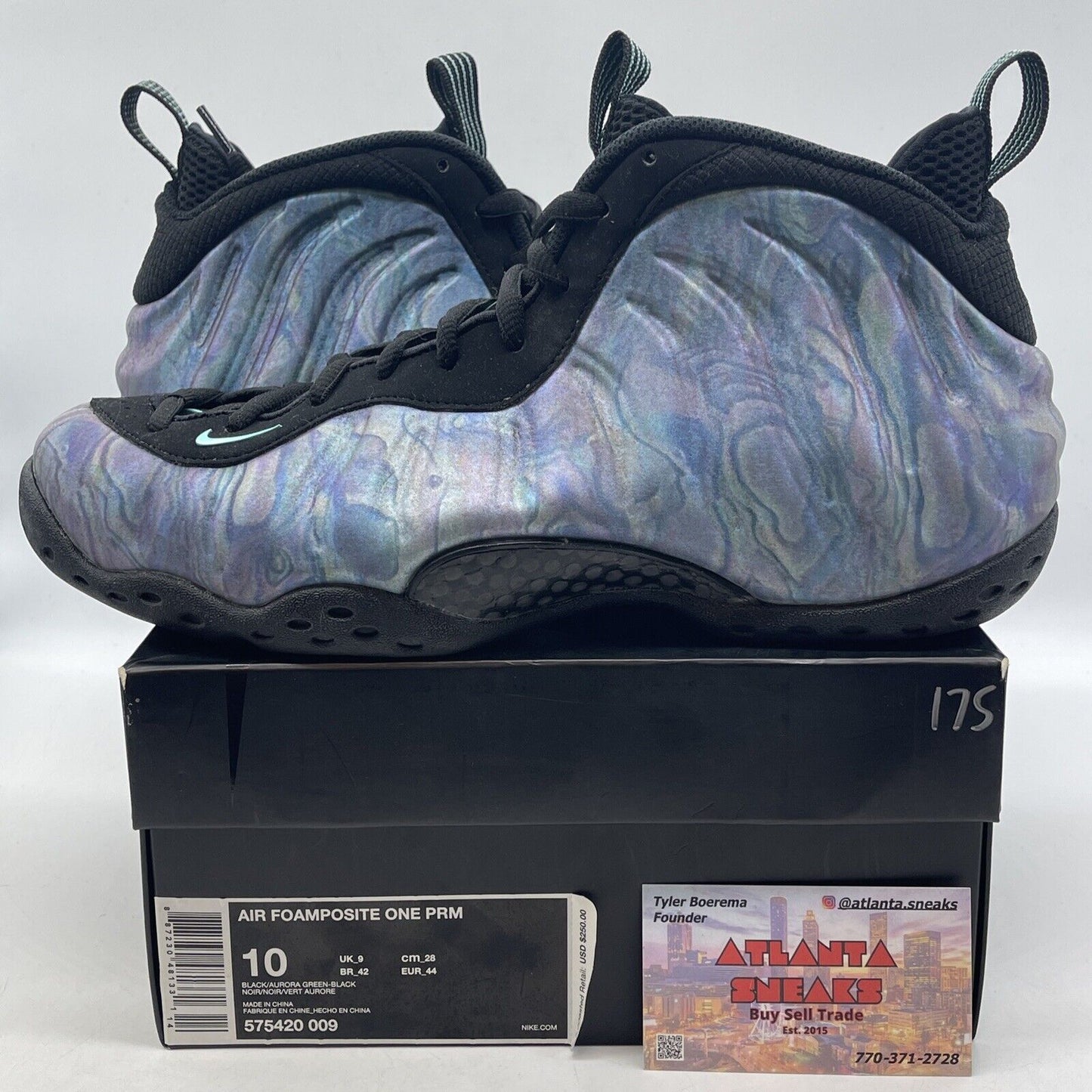 Size 10 - Nike Air Foamposite One Premium Abalone Black Purple Blue (575429-009)