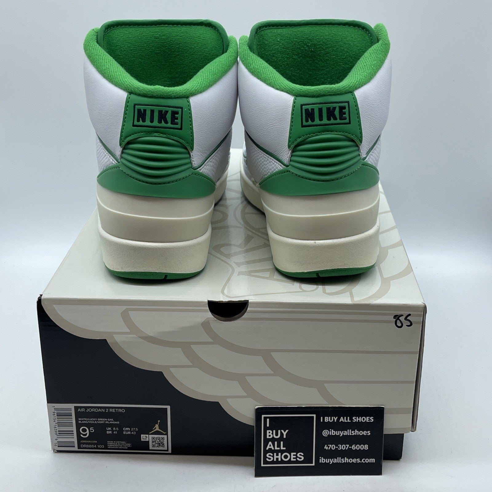 Size 9.5 - Jordan 2 Retro Lucky Green White Leather (DR8884-103)