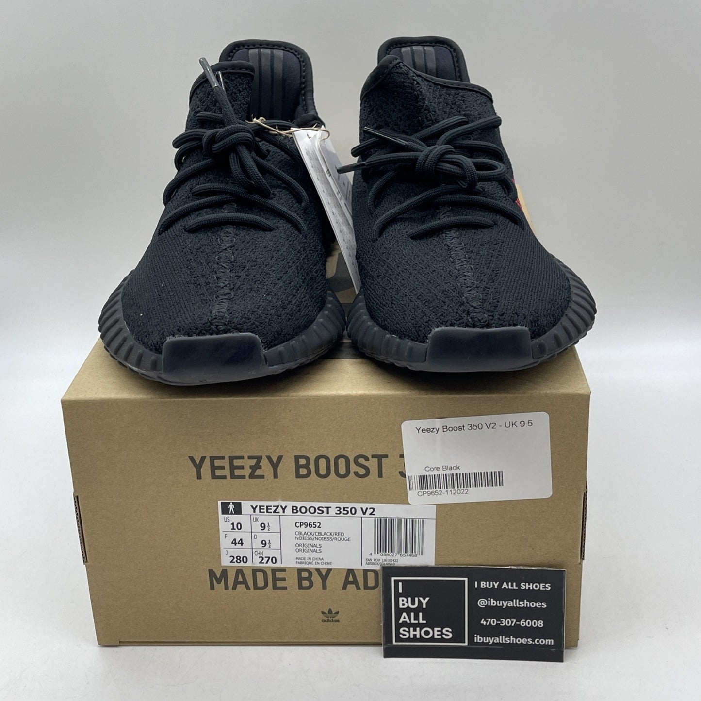 Size 10 - adidas Yeezy Boost 350 V2 Low Bred Black Red Suede (CP9652)