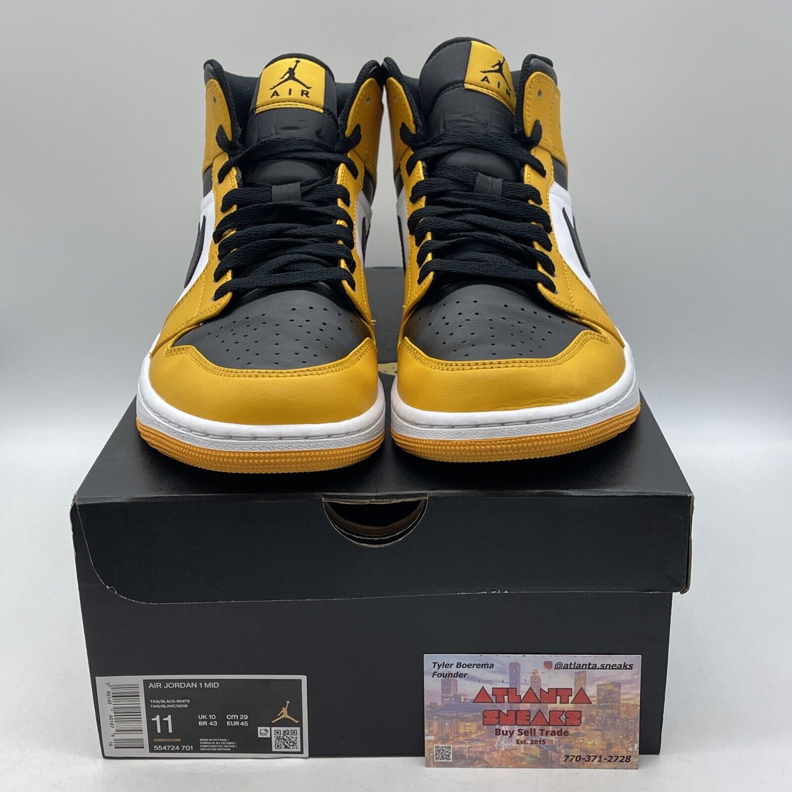 Size 11 - Jordan 1 Mid Taxi Yellow Black White Leather (554724-701)