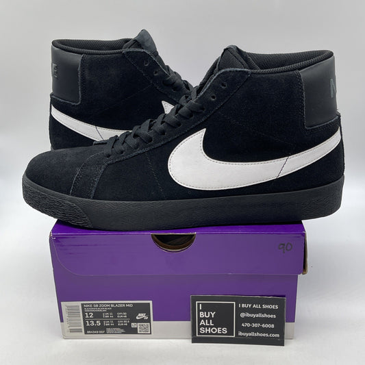 Size 12 - Nike Zoom Blazer SB Mid Black White Suede Leather (864349-007)