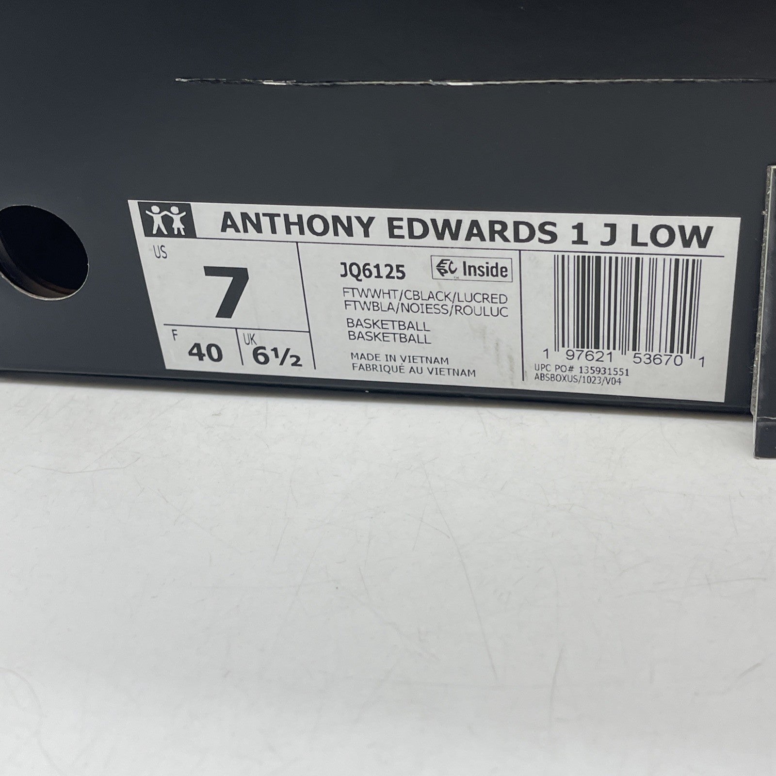 Size 7 - Adidas AE 1 Anthony Edwards LOW White Black Stormtrooper (JQ6140)