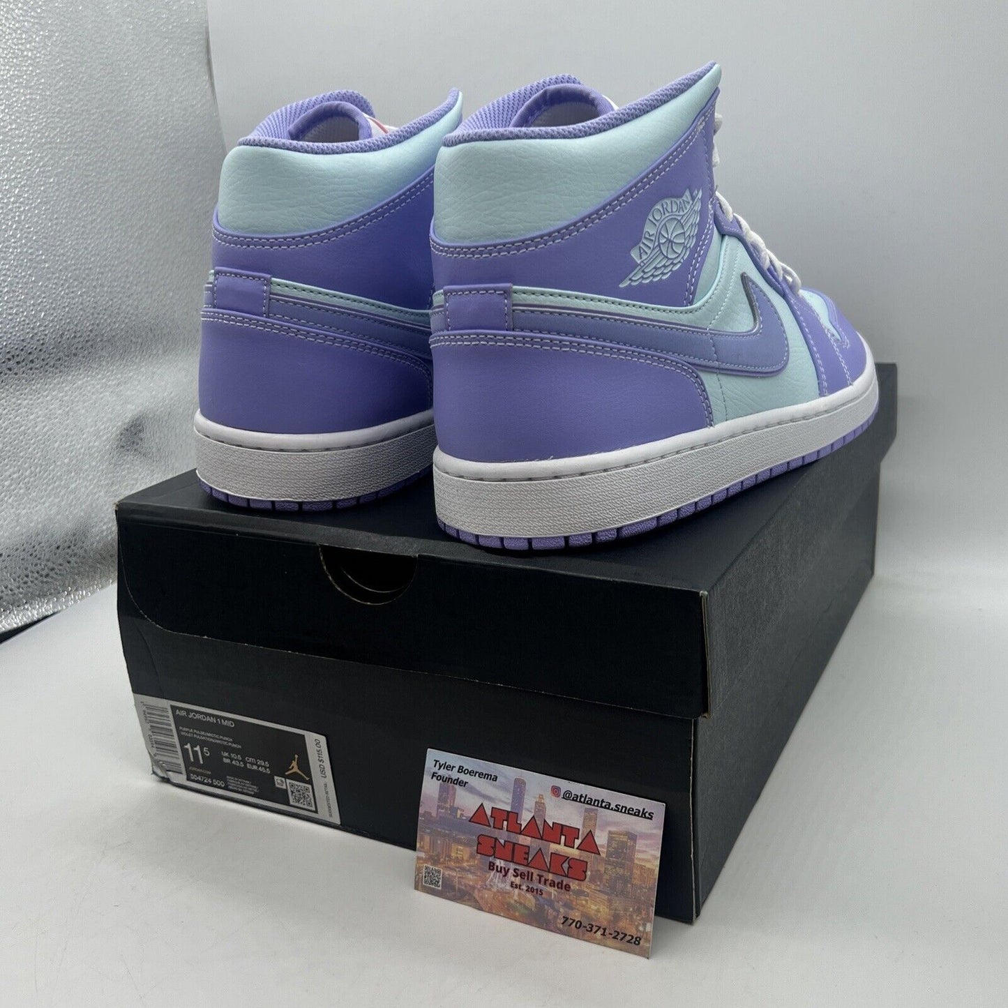 Size 11.5 - Jordan 1 Mid Purple Pulse White Brand New Og All