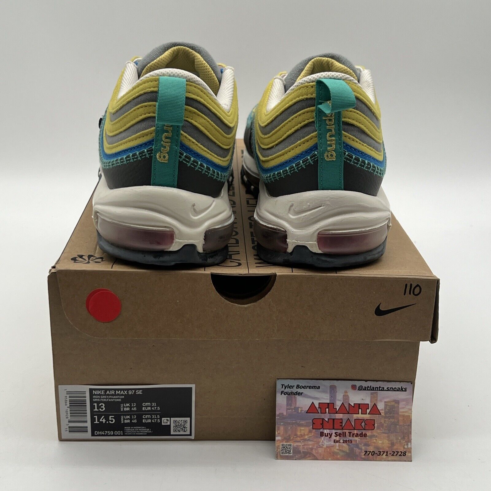 Size 13 - Nike Air Max 97 Air Sprung Yellow Grey White Pink Leather (DH4759-001)