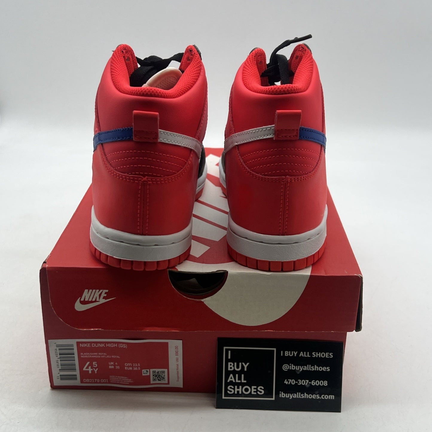 Size 4.5Y - Nike Dunk High GS - Knicks - Black / Game Royal (DB2179-001)