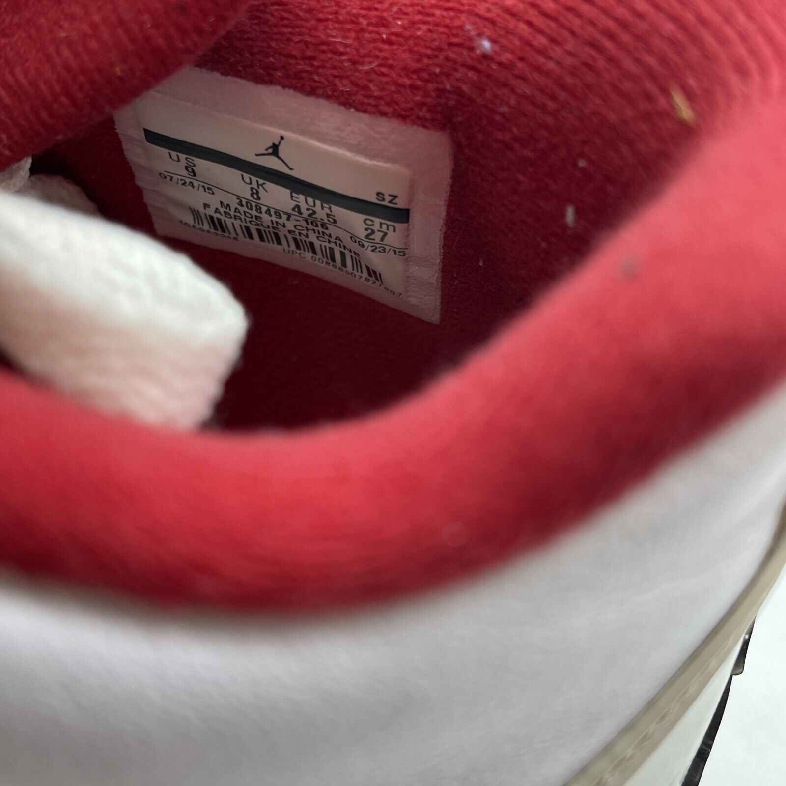Size 9 - Jordan 4 Retro alternate 89 Red Black White Leather (308497-106)