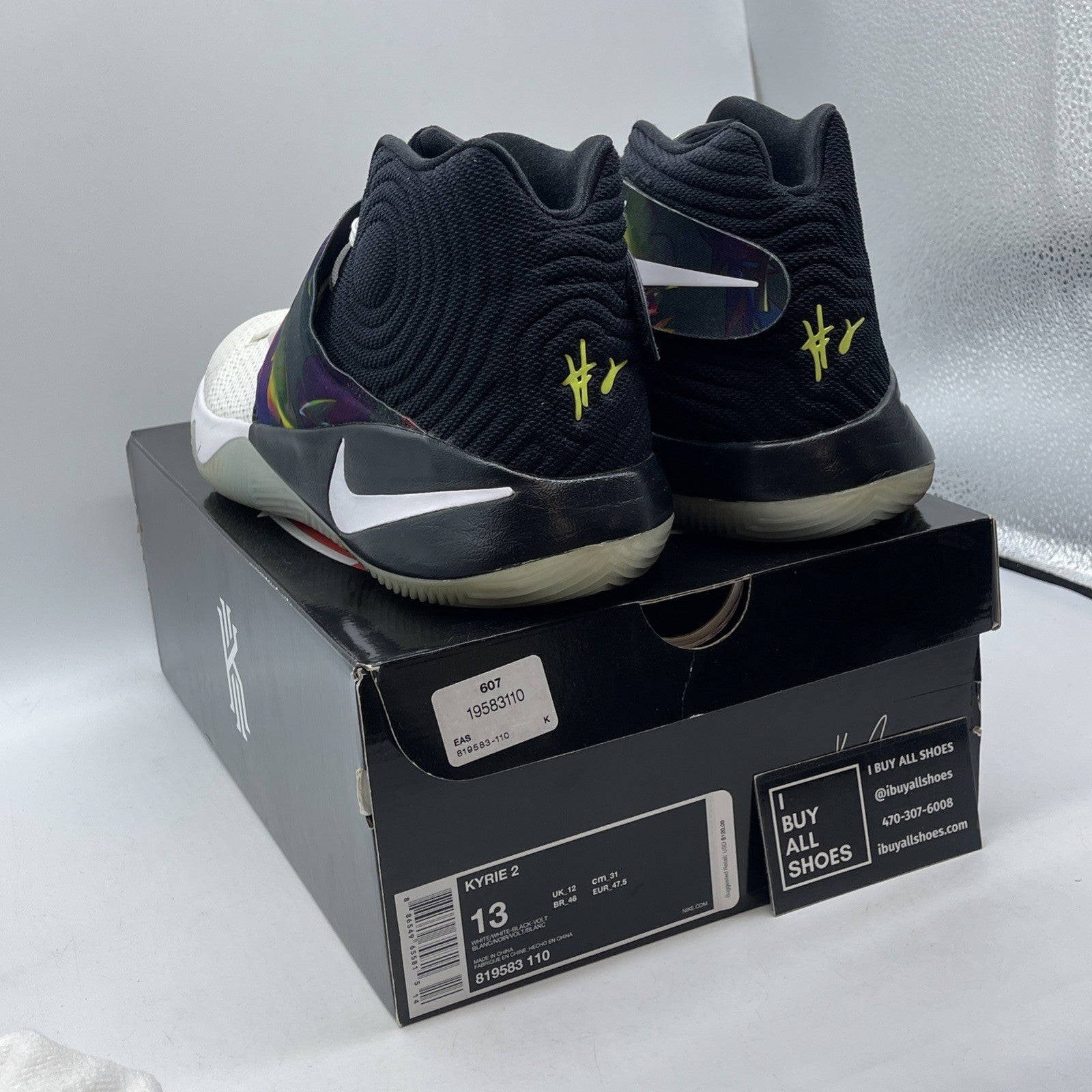Size 13 - Nike Kyrie 2 Parade White Black Yellow Suede Leather (819583-110)