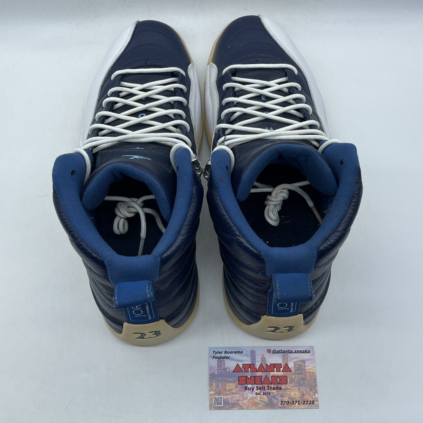 Size 10 - Air Jordan 12 Retro 2012 Obsidian White Leather Navy (130690-410)