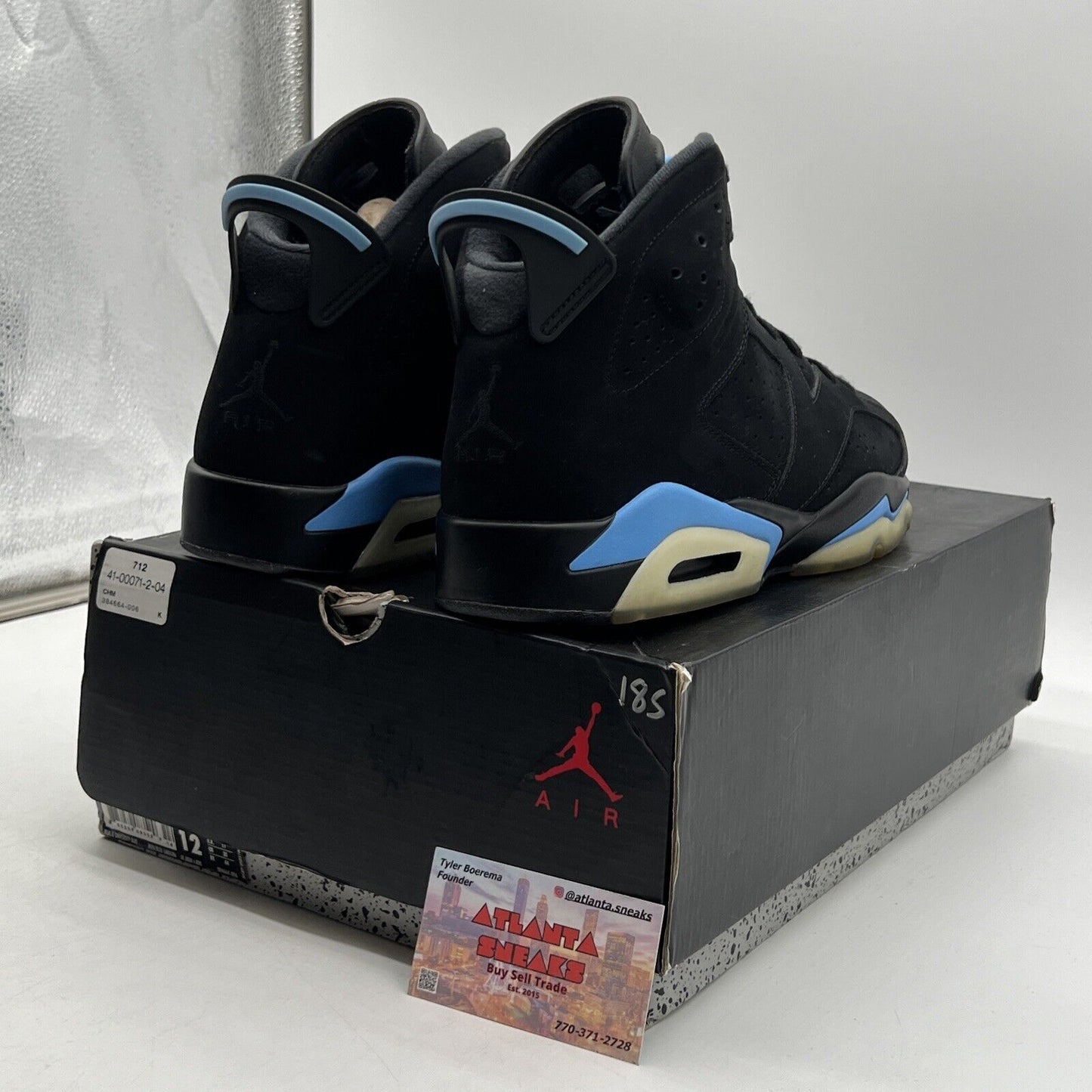 Size 12 - Air Jordan 6 Retro UNC Black Blue Suede (384664-006)