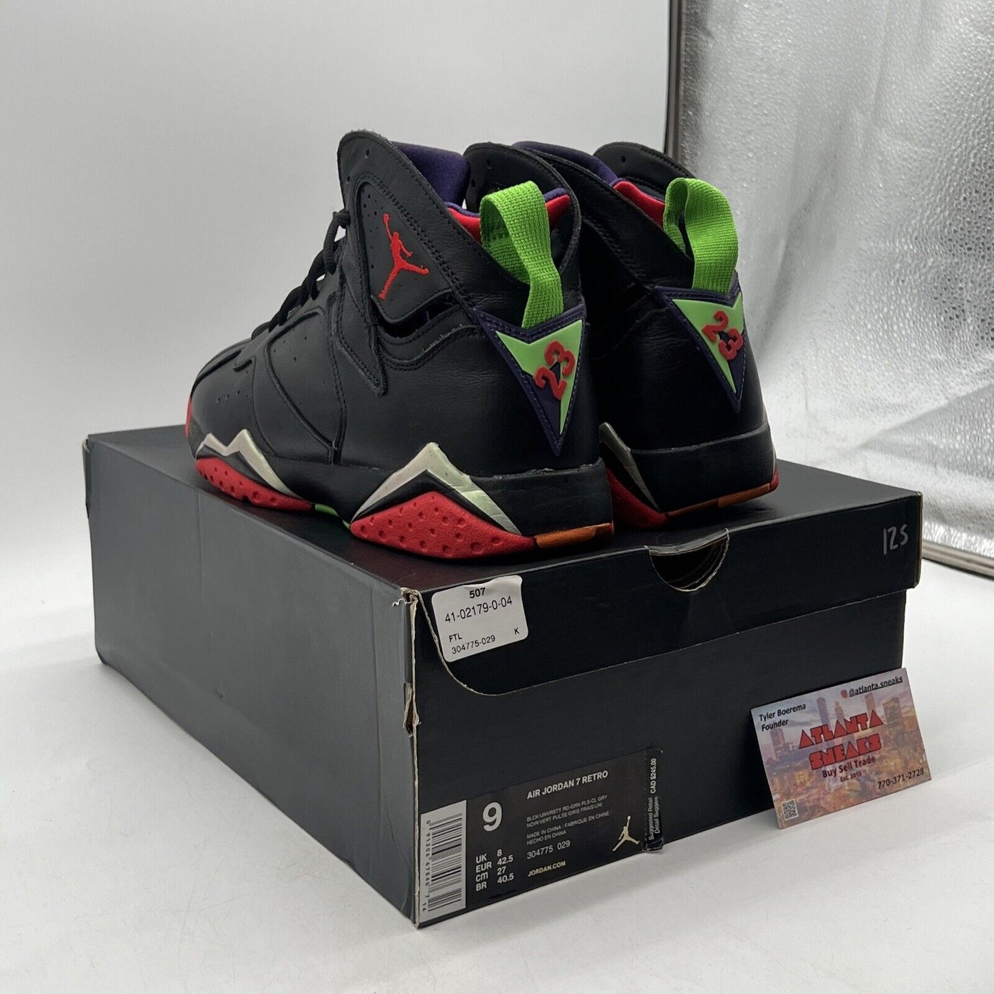 Size 9 - Air Jordan 7 Retro Marvin the Martian Red Green Black (304775-029)