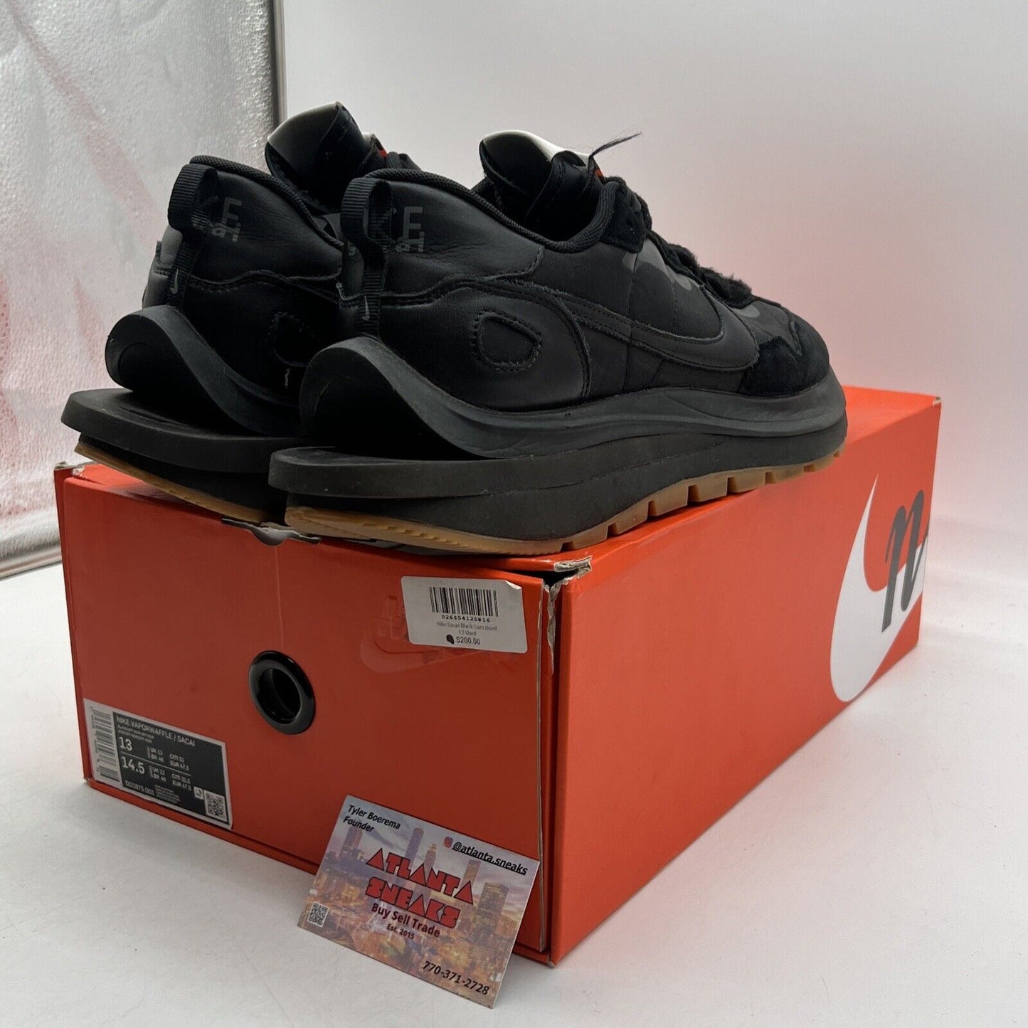 Size 13 - Nike VaporWaffle x Sacai Black Suede Gum (DD1875-001)