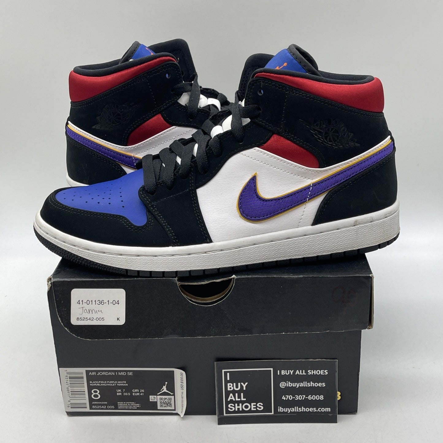 Size 8 - Air Jordan 1 SE Mid Rivals Black White Suede Leather (852542-005)