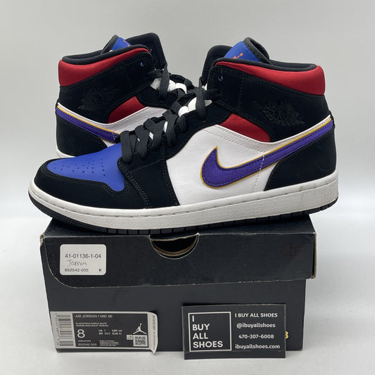 Size 8 - Air Jordan 1 SE Mid Rivals Black White Suede Leather (852542-005)