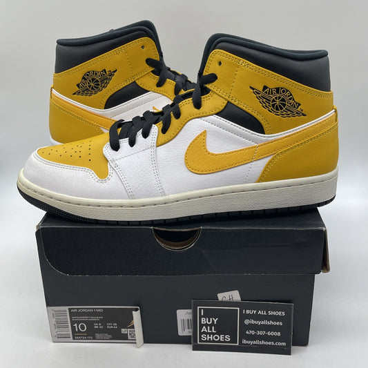 Size 10 - Air Jordan 1 Mid University Gold Yellow Black White (554724-170)