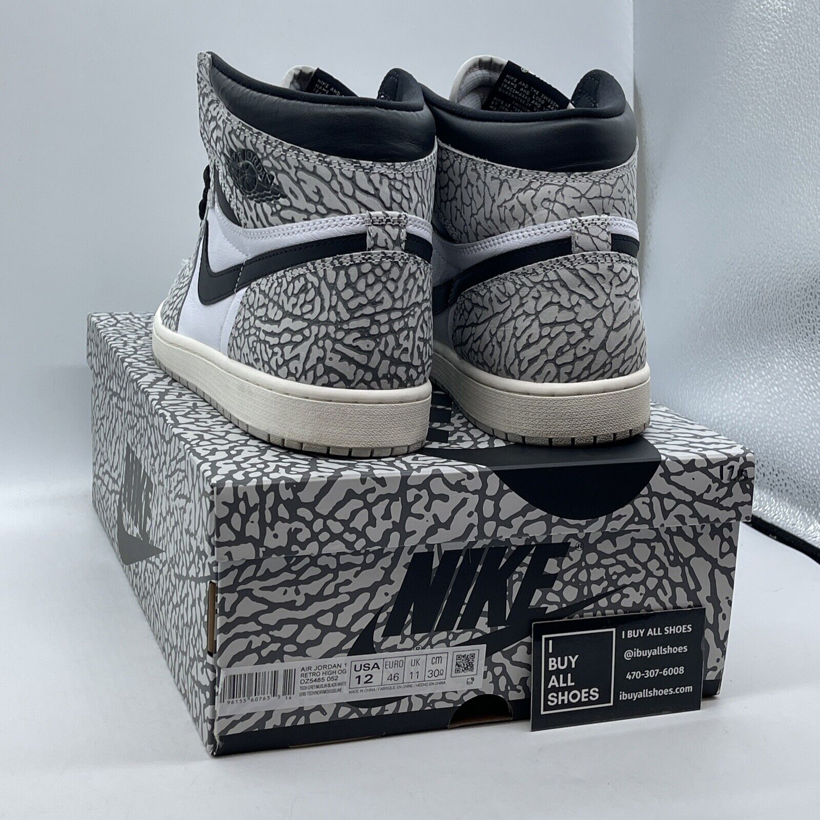 Size 12 - Air Jordan 1 Retro OG High White Cement White Grey Suede (DZ5485-052)