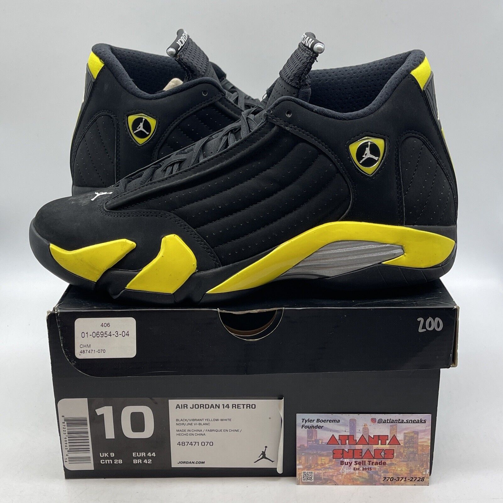 Size 10 - Air Jordan 14 Retro Thunder Yellow Black Silver Suede (487471-070)