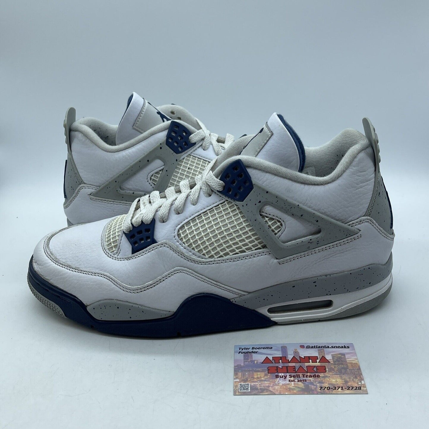 Size 12 - Jordan 4 Retro Mid Midnight Navy White Leather (DH6927-140)