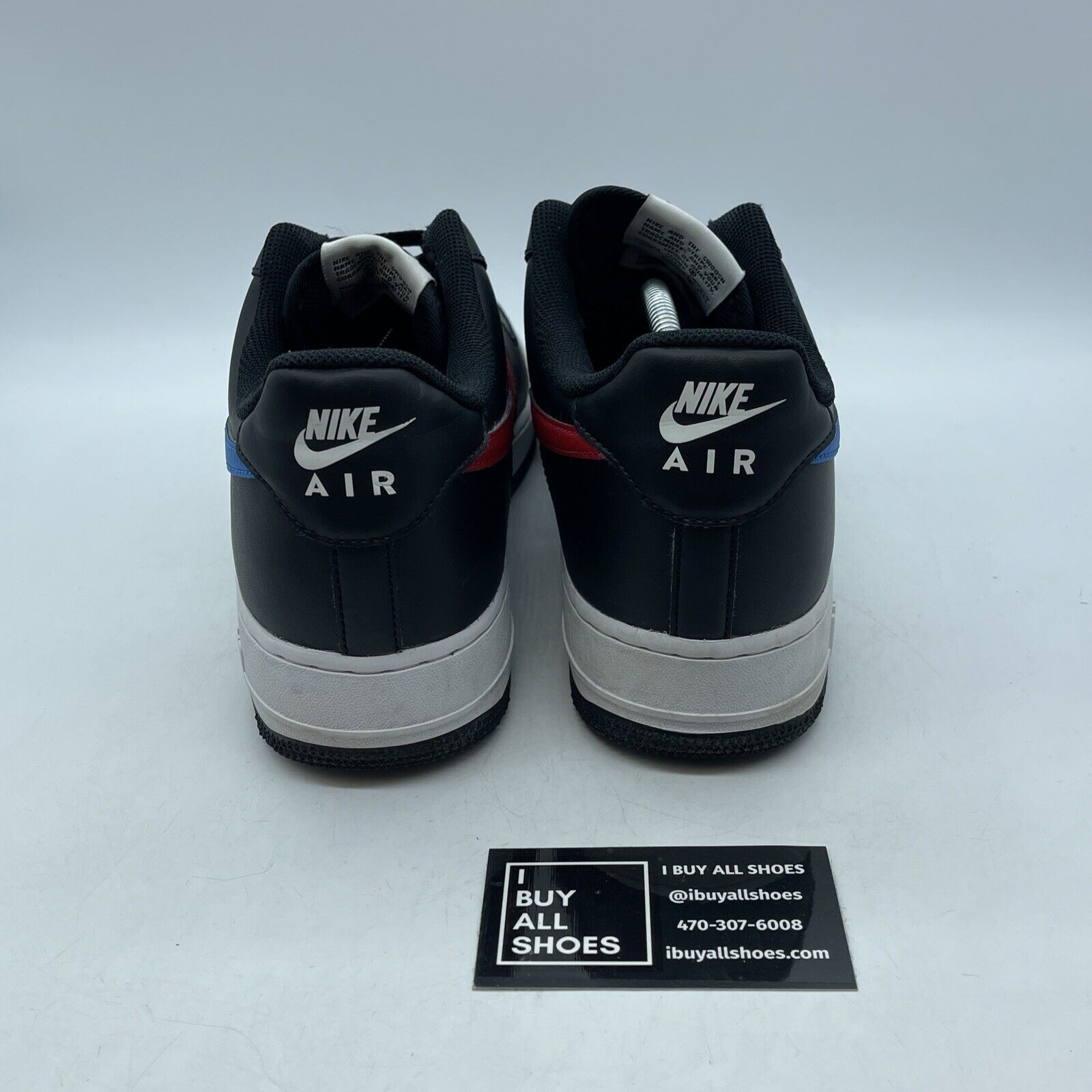 Size 11 - Nike Air Force 1 '07 Mismatch Swooshes - Black Red Blue (CT2816-001)