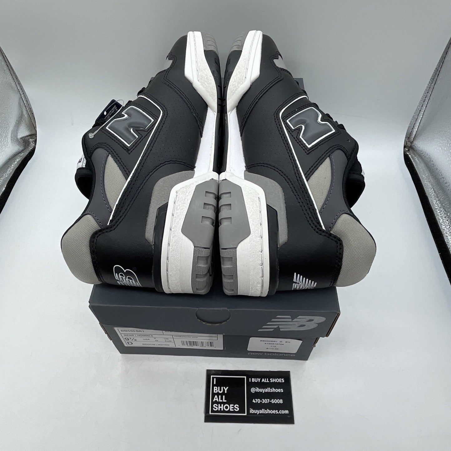 Size 9.5 - New Balance 550 Grey Black White Leather (BB550SR1)