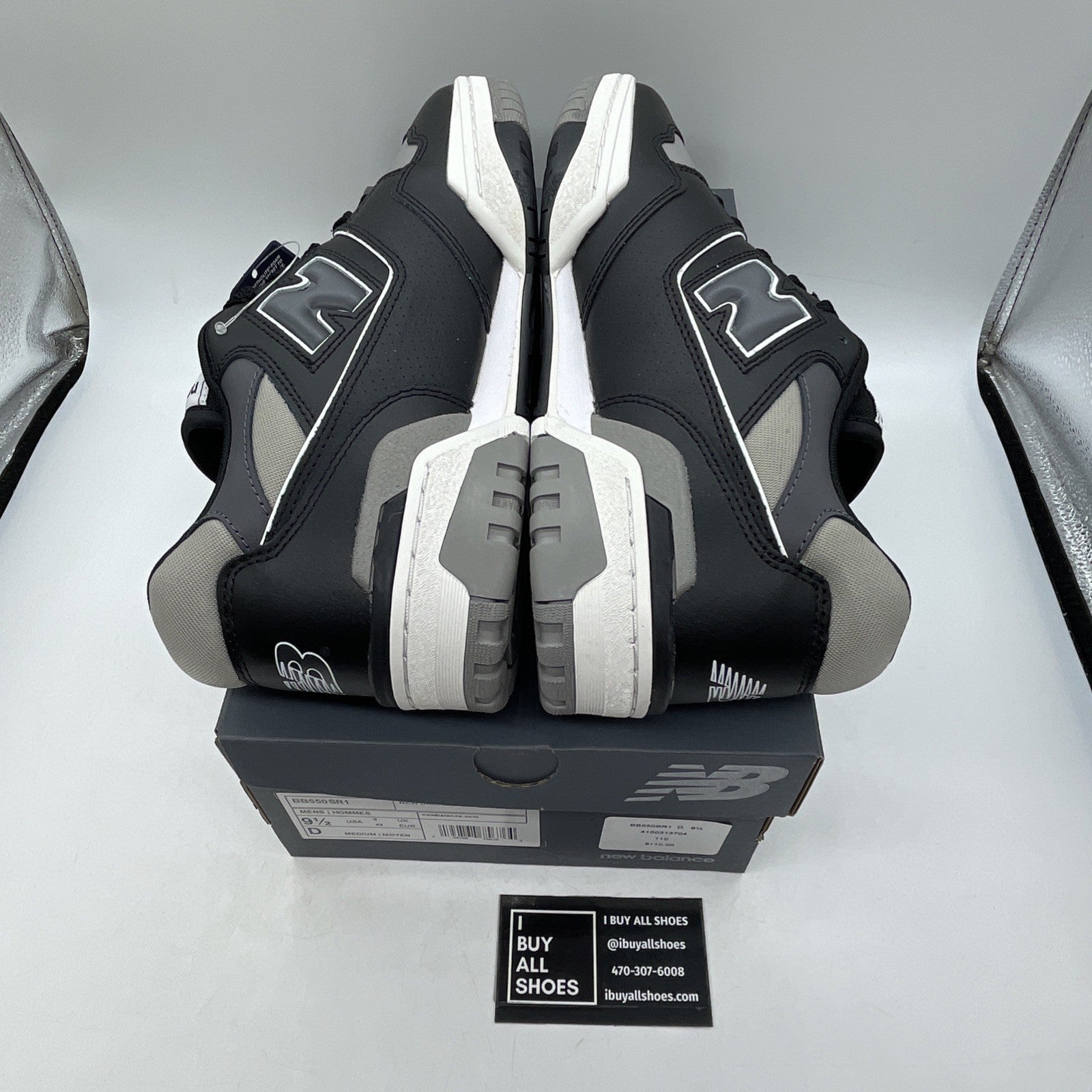 Size 9.5 - New Balance 550 Grey Black White Leather (BB550SR1)