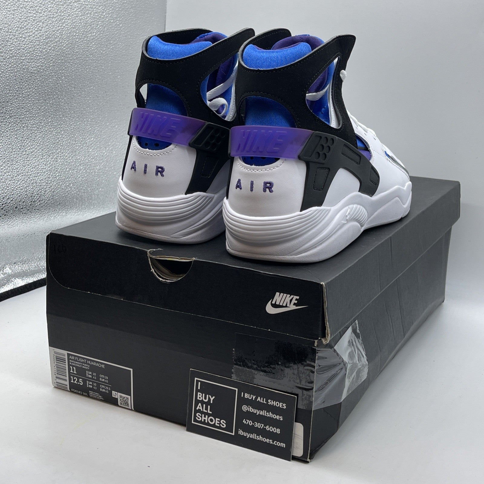 Size 11 - Nike Air Flight Huarache White Varsity Purple Suede (FD0183-101)