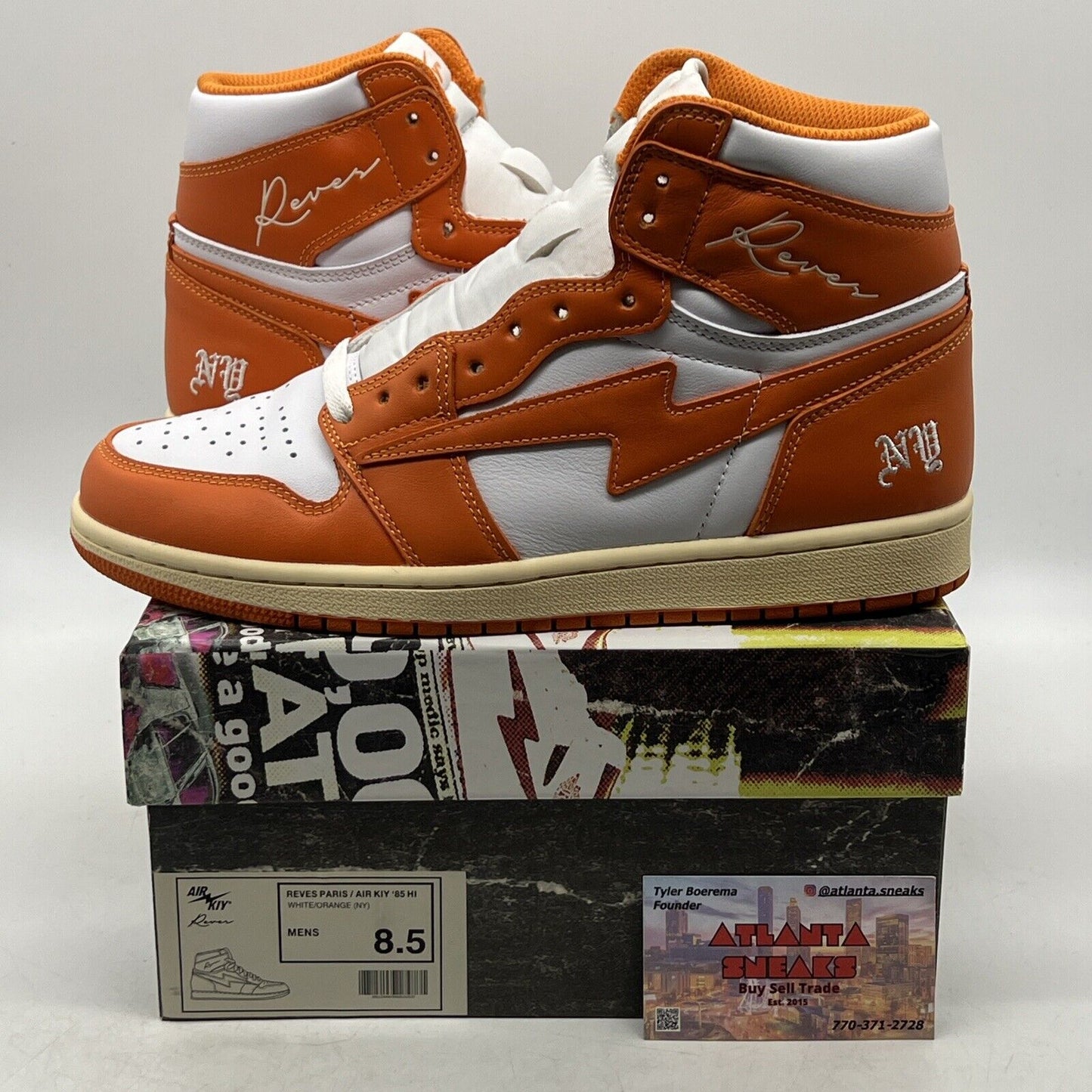 Reves Paris Air Kiy '85 Hi White/Orange Men's 8.5 Shoes Sneakers