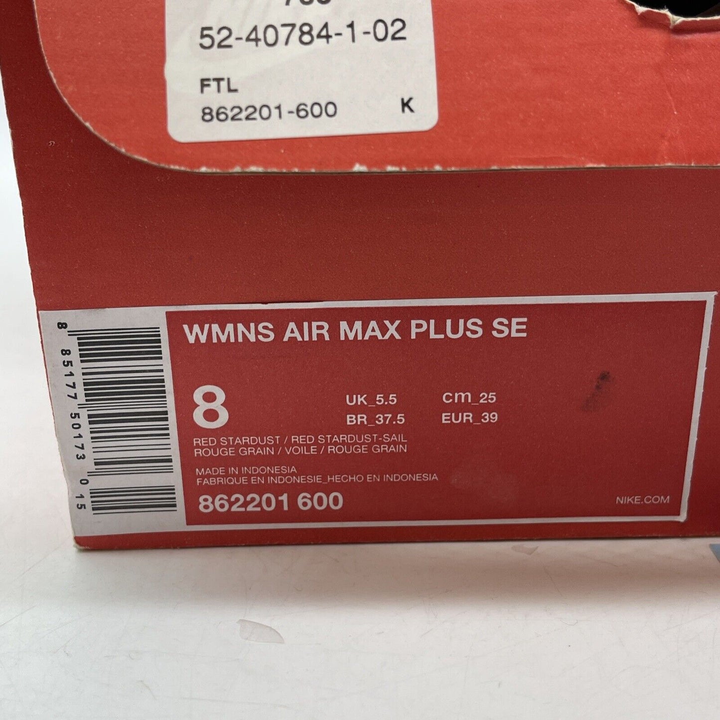 Size 8W - Nike Air Max Plus SE Red Stardust Pink White Blue (862201-600)