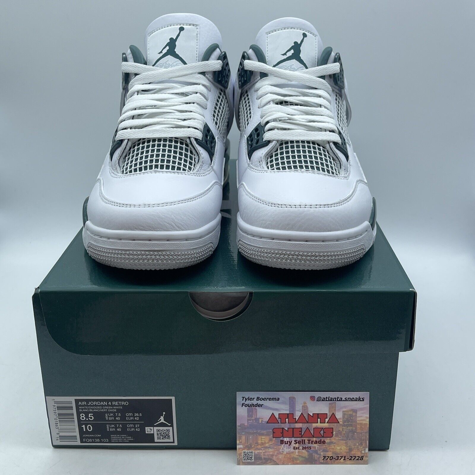 Size 8.5 - Air Jordan 4 Retro Oxidized Green white Leather (FQ8138-103)