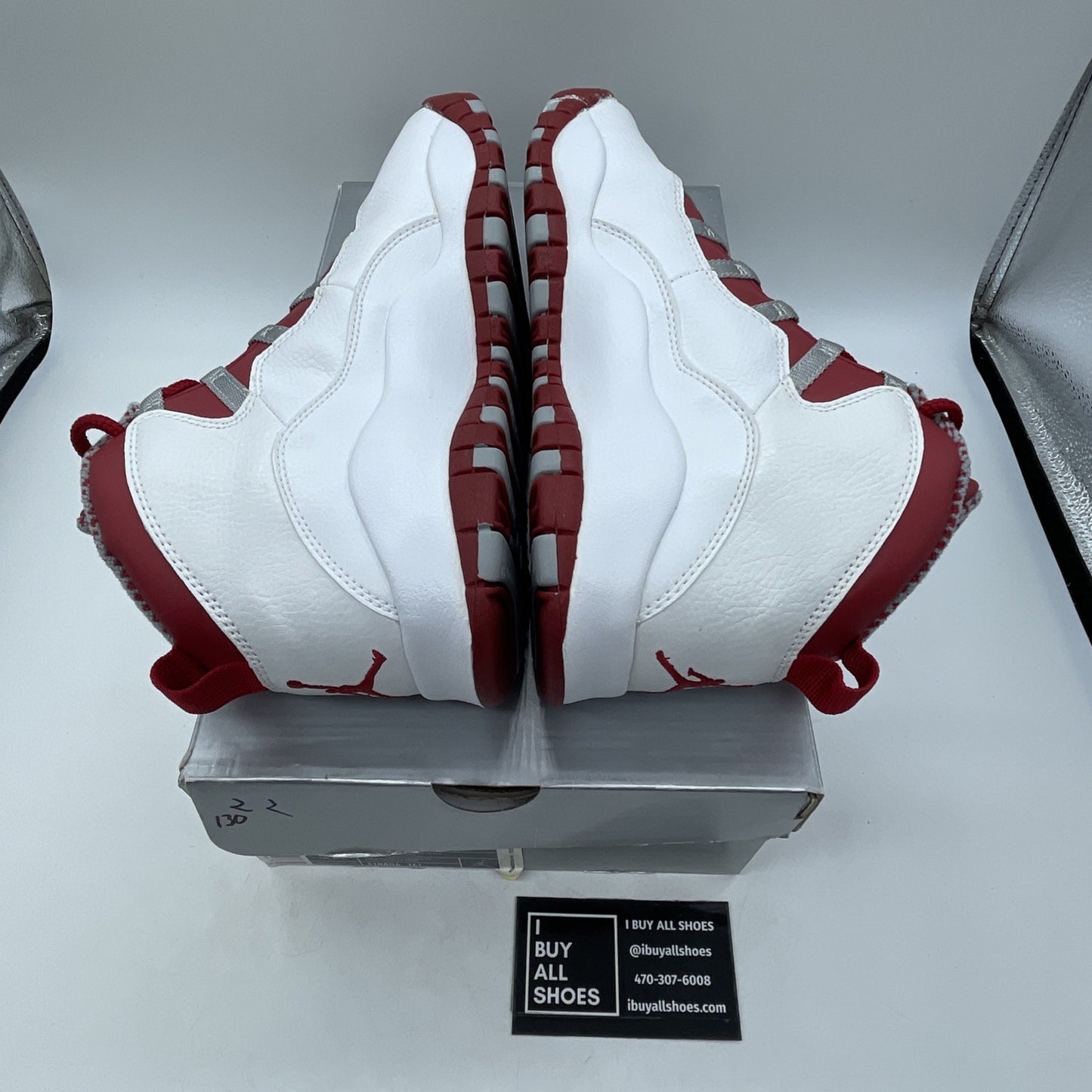 Size 6.5 (GS) - Air Jordan 10 Retro Mid White Red Grey (310806-161)