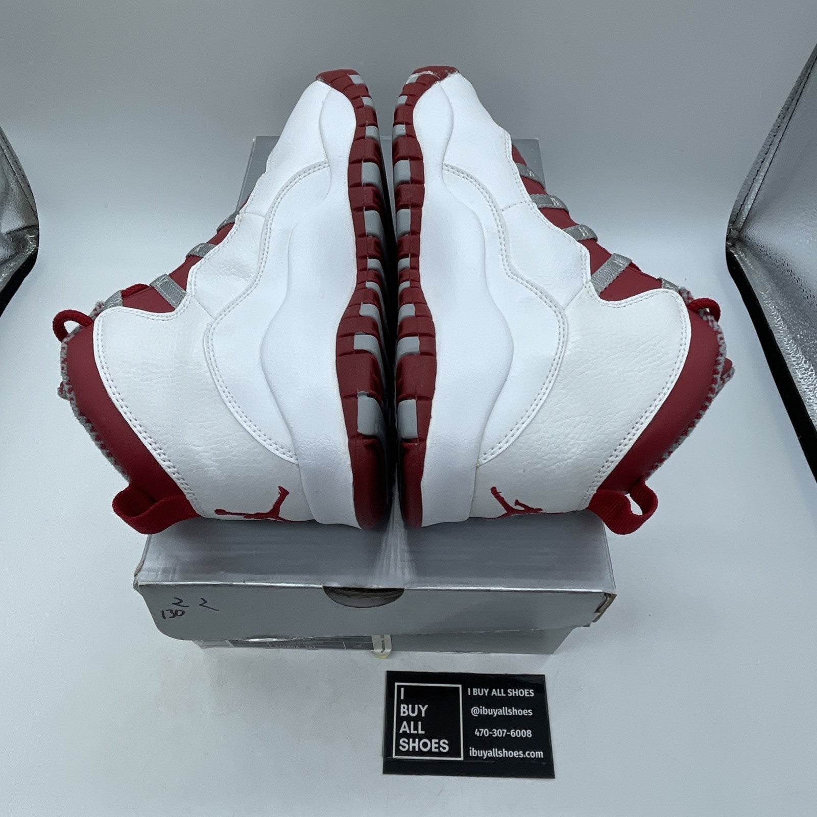 Size 6.5 (GS) - Air Jordan 10 Retro Mid White Red Grey (310806-161)