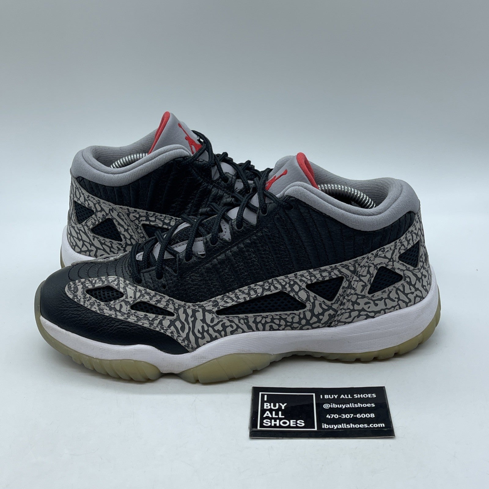 Size 9.5 - Air Jordan 11 Retro IE Low Black Cement Suede Leather (919712-006)