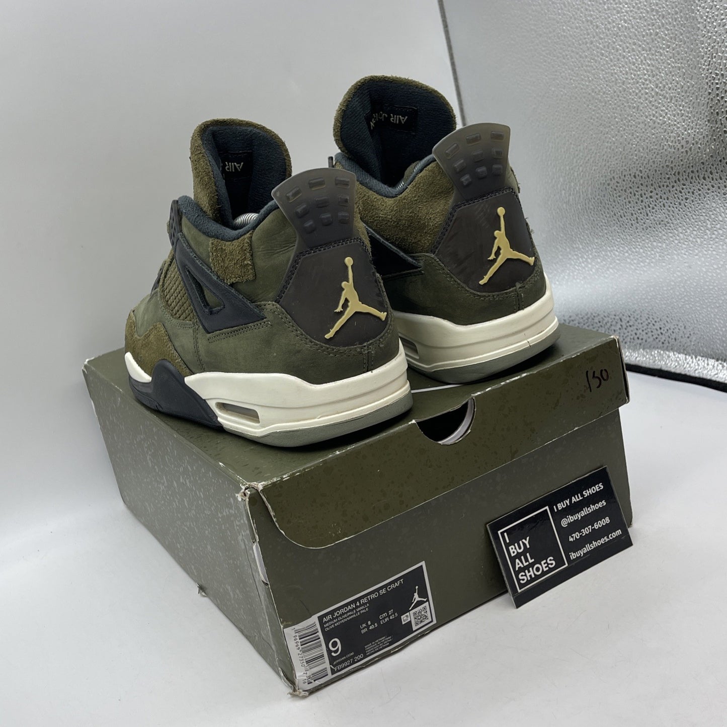 Size 9 - Jordan 4 SE Retro Low Craft Olive Green Black Suede (FB9927-200)