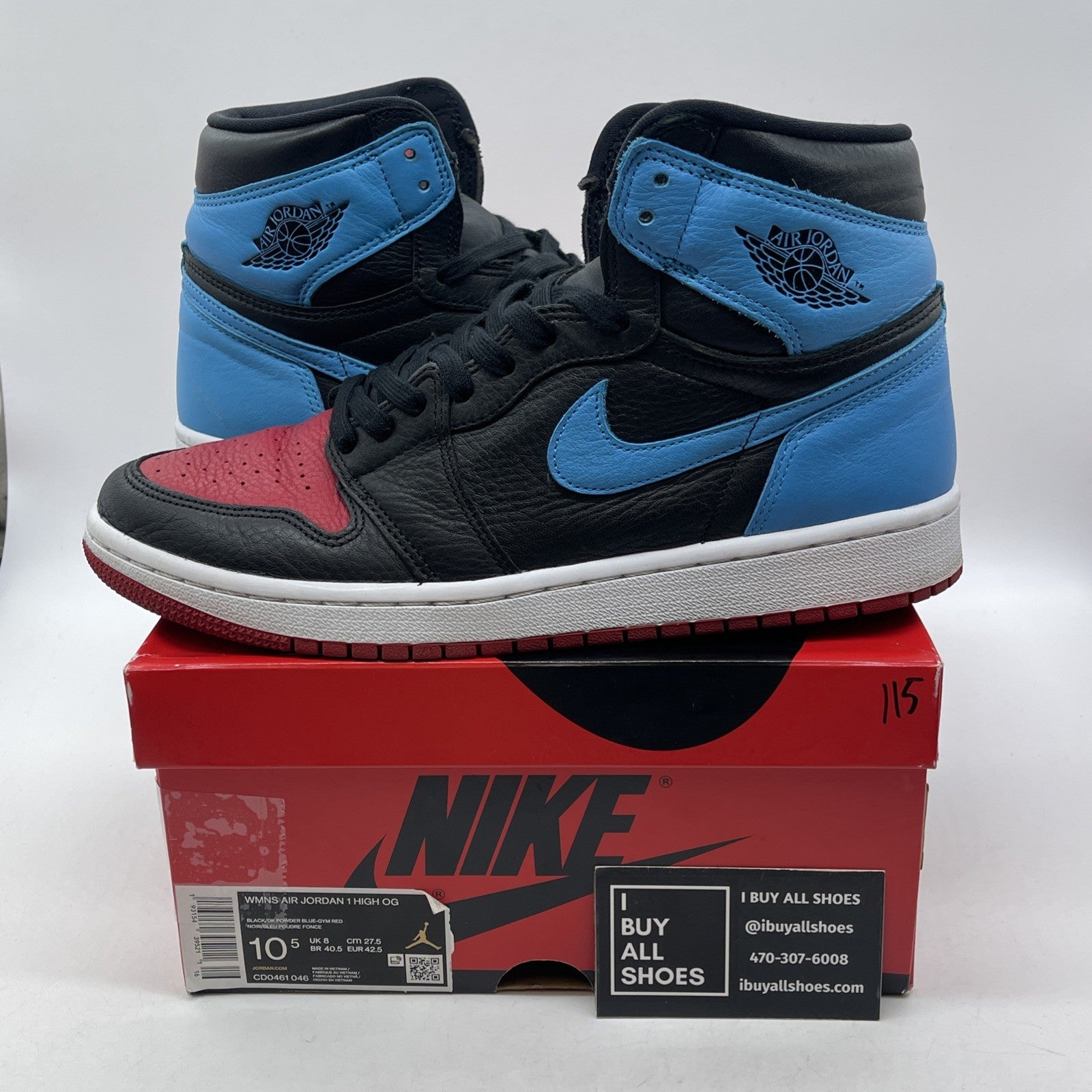 Size 10.5 - Jordan 1 High OG UNC To Chicago 2020 Black Leather (CD0461-046)