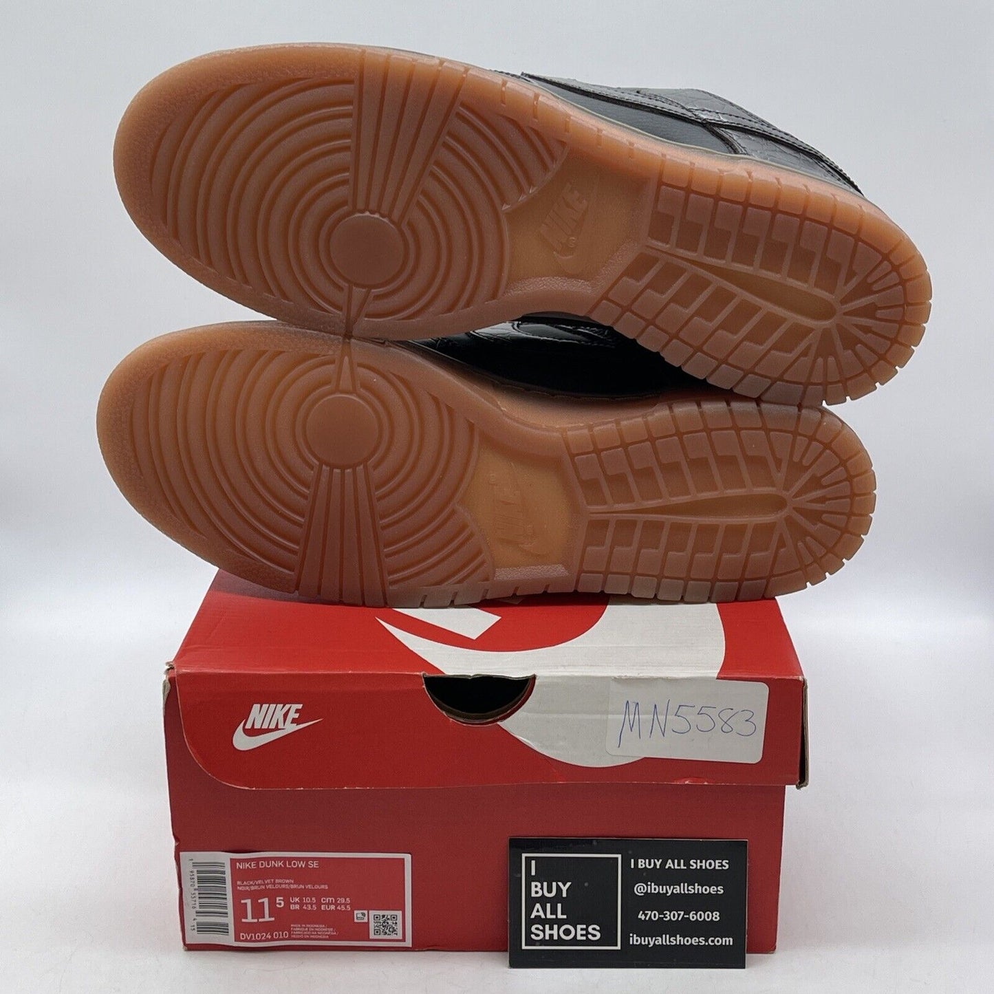 Size 11.5 - Nike Dunk SE Low Velvet Brown Black Leather (DV1024-010)
