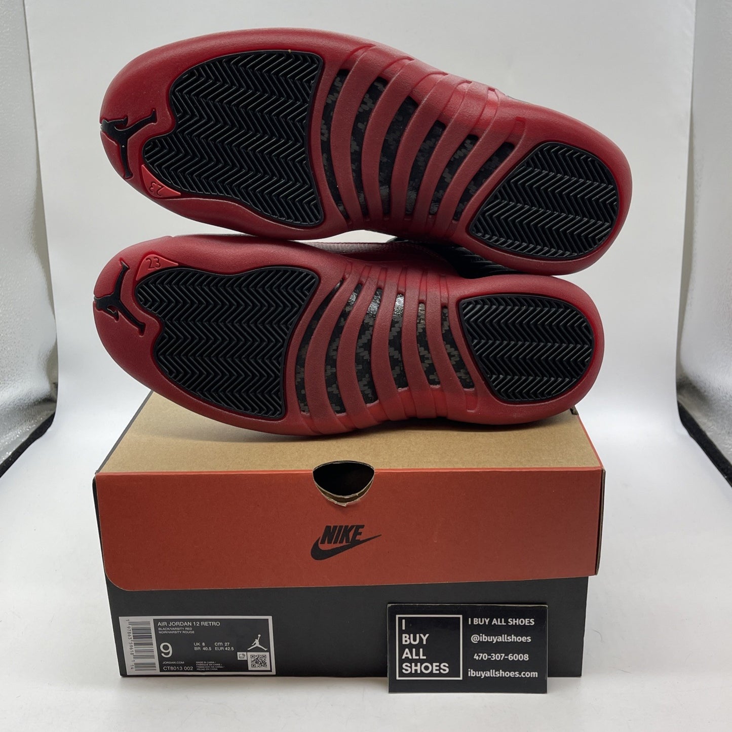 Size 9 - Air Jordan 12 Retro 2025 Flu Game Black Red Leather (CT8013-002)