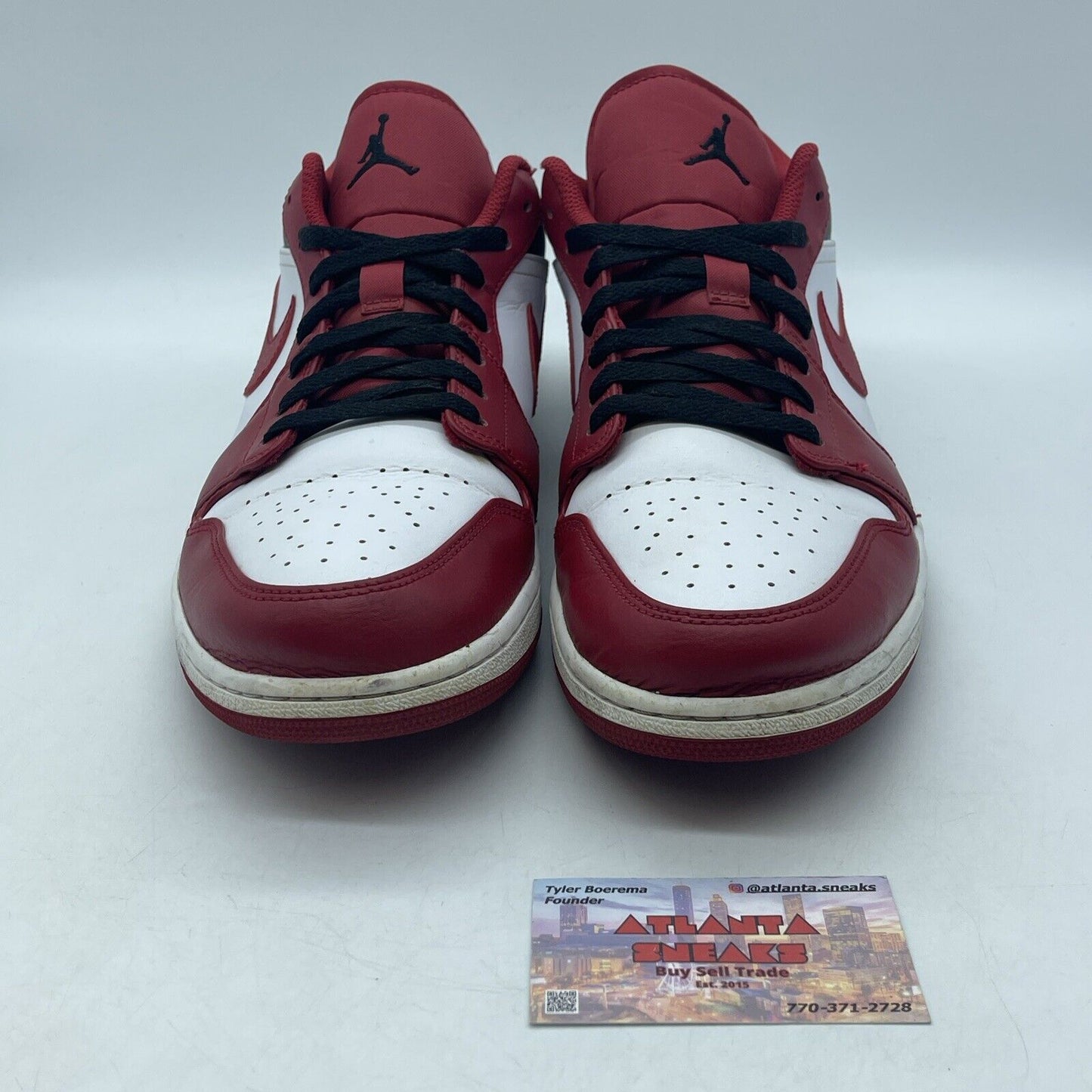 Size 14 - Jordan 1 Low Reverse Black Toe Red White Leather (553558-163)